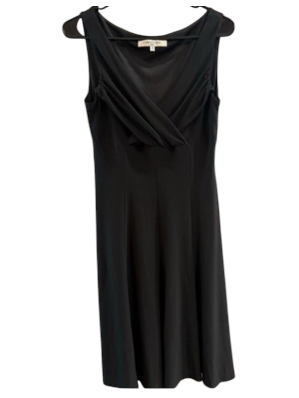Evan Picone Black Sleeveless Crossover knee length Dress